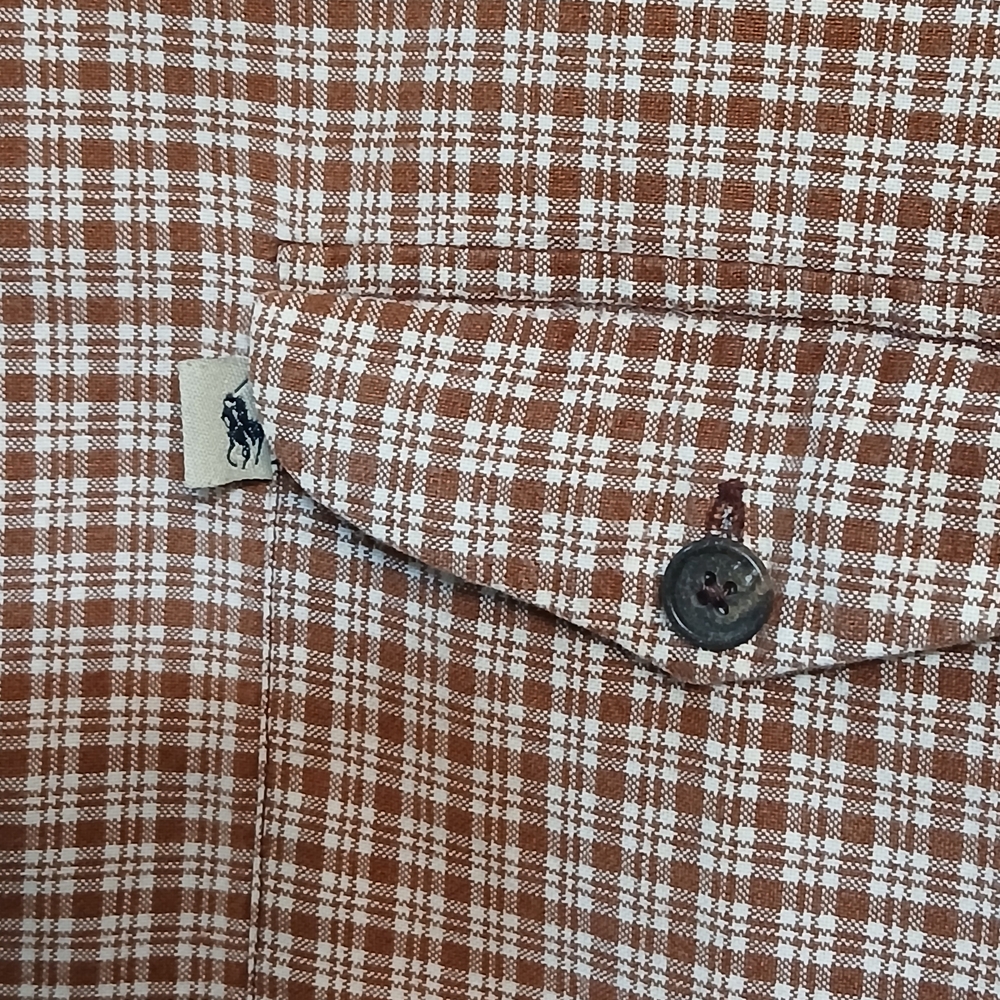 Ralph Lauren Men's Burgandy Checkered Button Down Shirt - Picture 3 of 4